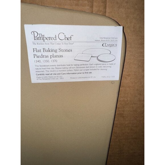 The Pampered Chef Flat Baking Stone 13"x15" Rectangle Classic Collection Stonewa - Picture 5 of 8